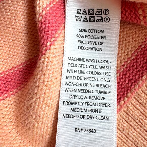 Cupcakes & Cashmere Womens Pullover Sweater Size L Stripe Fall Comfy Orange - Picture 4 of 6